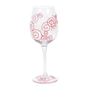 Hand-Painted Pink Swirl Wine Glass by Izzy & Oliver - Durable - Gift Boxed NEW